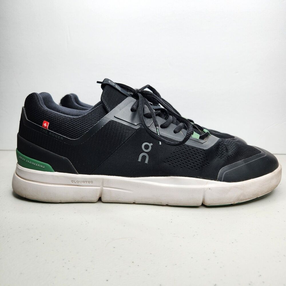 On Cloud Men's The Roger Spin Sneakers, Black Green Size 13